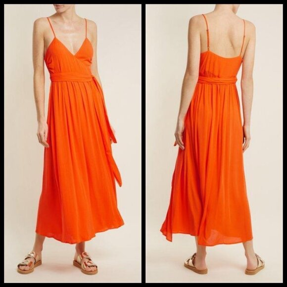 💕MARA HOFFMAN SWIM💕 Alma Sleeveless Wrap Front Maxi Dress ~ Orange Small S - Picture 6 of 16